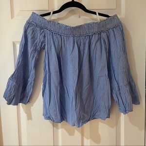 Lilly Pulitzer Striped Long Sleeve Off The Shoulder Top